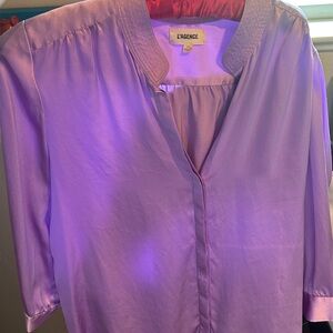 L'AGENCE Lilac Satin Blouse